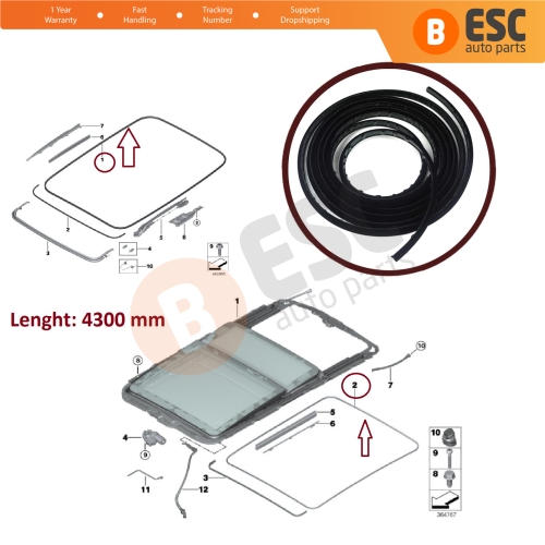 Panoramic Roof Sunroof Glass Surround Frame Seal 54107430946 for BMW 3 5 6 7 X1 X3 X5 RR31RR4