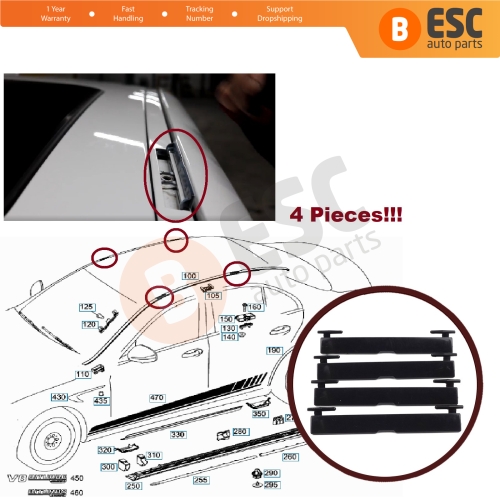 4 Pieces Roof Flap Rack Port Cover Trim A2136900182 for Mercedes E W213 S213 95*12 mm