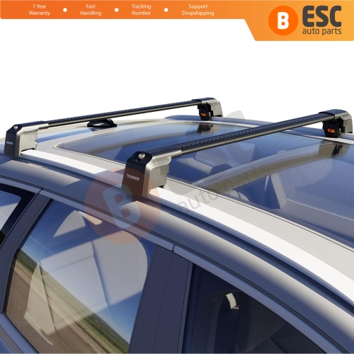 BSRTRX2Black Aluminium Roof Rack Cross Bars Rail Carrier WingBar Edge , Anti-Theft Lockable Black Color Fits Flush Rail/Integrated Rail Vehicles