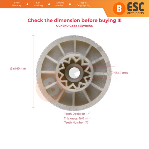 Window Regulator Motor Repair Gear For Scania Diameter 61.40 mm