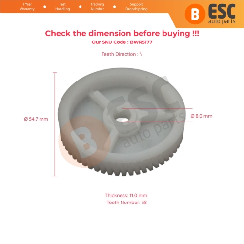 Window Regulator Motor Inner Gear for MAN Truck 58 Teeth